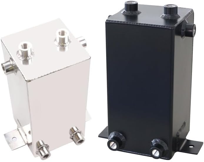 ya 5 8.10 4 Liter Tank Fuel Surge Tank 6AN Port Strong Lightweight Aluminum Silver
