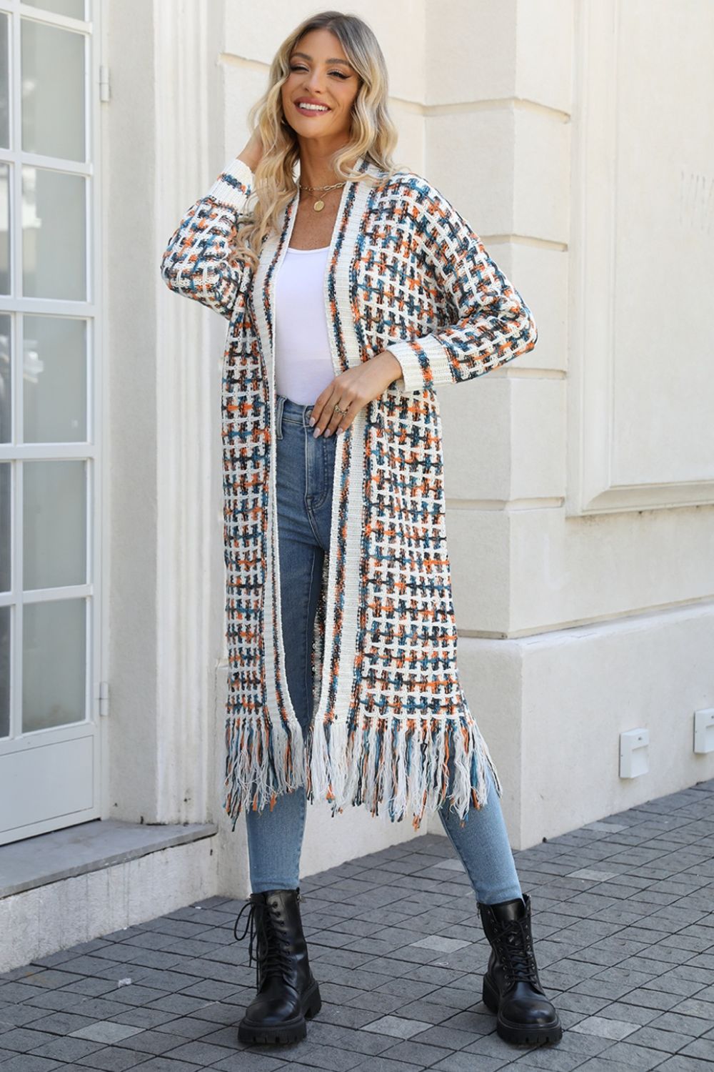 Multicolored Open Front Fringe Hem Cardigan - Create the impossible