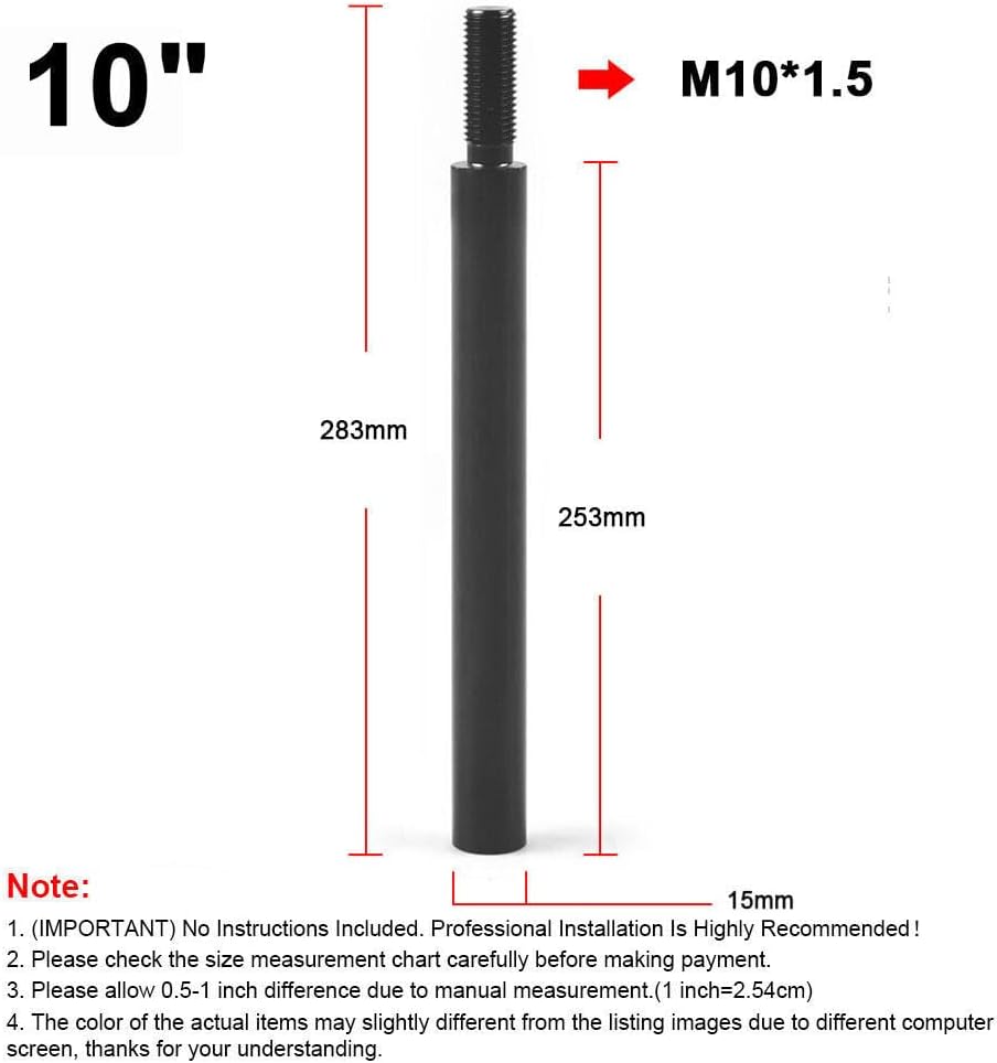 ya 4 8.24 baidi 10 10Inch M10X1.5 Shift Knob Extender Extension Lever Gear for Manual Shifter Rod