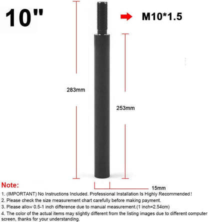 ya 4 8.24 baidi 10 10Inch M10X1.5 Shift Knob Extender Extension Lever Gear for Manual Shifter Rod