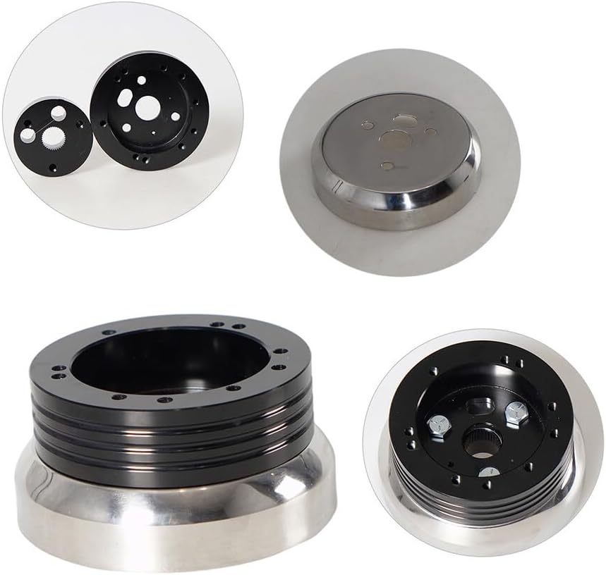 ya 4 8.8.2 Sl&Blk Steering Wheel Polishe Hub Adapter 5&6 Hole Flaming River Ididit GM for Chevy