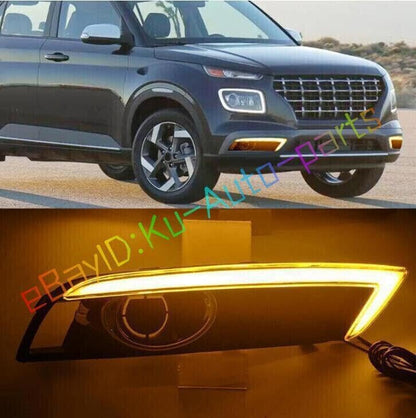 ya 9 10.24 for Hyundai Venue 2020-2023 LED front bumper fog lights B daytime running lights-