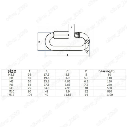 ya 15 10.19 baidi 304 Stainless Steel Connecting Rings Loop Lock Climbing Safty Buckles M3.5-M14-12