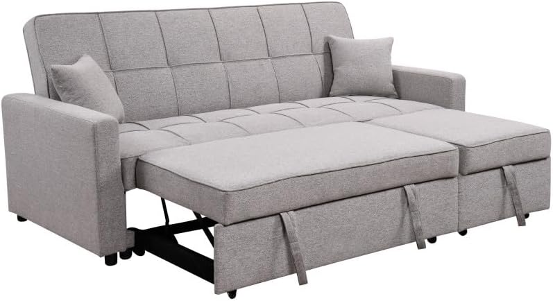 ya 28 10.13 baidi Light Gray 83 Sofa Bed,3 Seater, Pull Out Couch,Adjustable Backrest,Conver