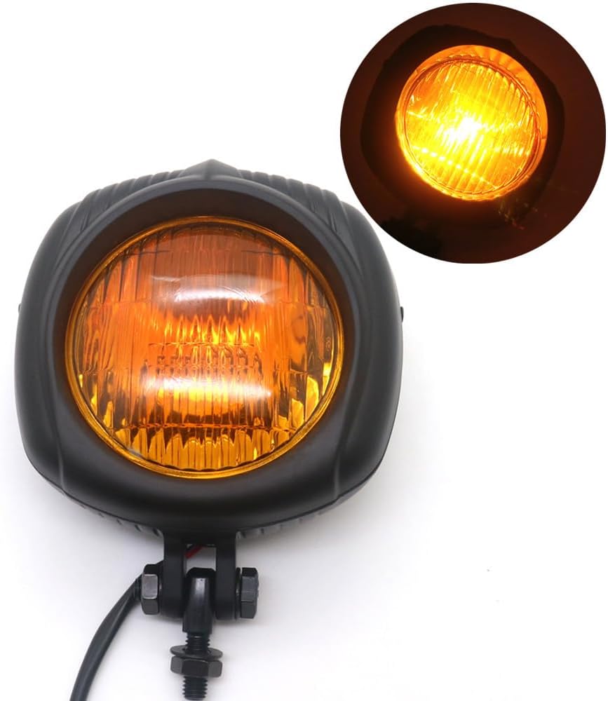 ya 6 8.14 Motorcycle Black Metal Vintage Retro Headlight for Harley Chopper Bobber Custom