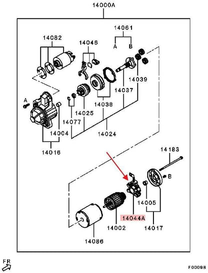 ya 5 8.10 Starter Brush Holder for Mitsubishi for Pajero for Challenger Triton for Outlander MD619966