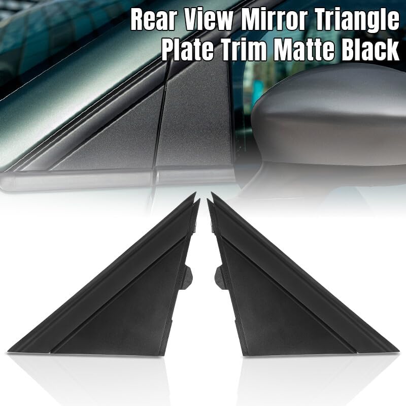 ya 11 9.14 baidiLH+RH Side Rear View Mirror Triangle Plate Trim Matte Black for 2012-19 for Fiat 500