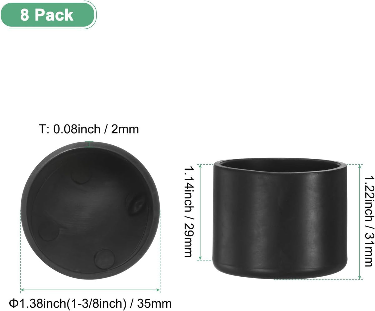 ya 26 10.21 baidi 8Pcs Chair Leg Caps, 1-3/8Inch(35mm) PVC Chair Leg Floor Protectors Round Black