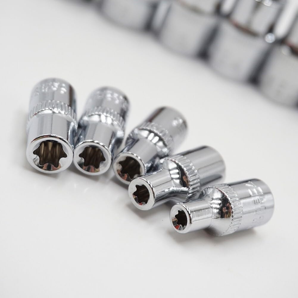 ya 14 9.20 baidi 11x 1/4 3/8 Torx Star Socket Set E Type Sockets Wrench Head Auto Repair Tools-1
