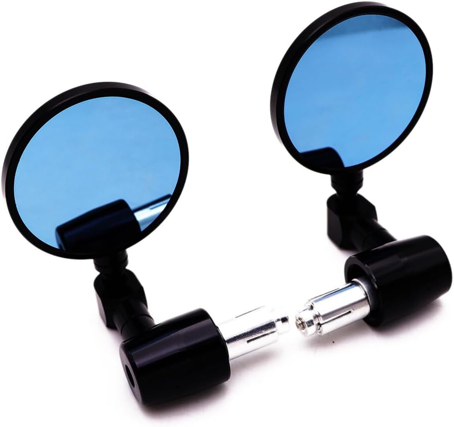 ya 2 8.15 Motorcycle Black 7/8 Handle Bar End CNC Aluminum 3 Round Rearview Side Mirror