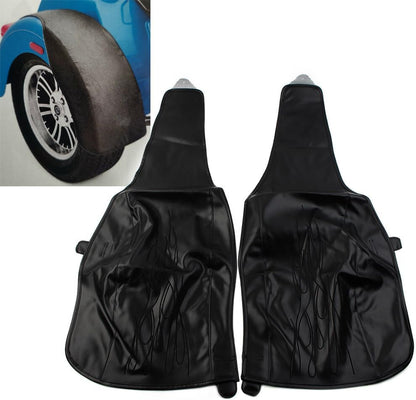 ya 4 8.10 Black PU Leather Flame Rear Trike Fender Bra Fits for Harley Tri Glide Ultra Classic