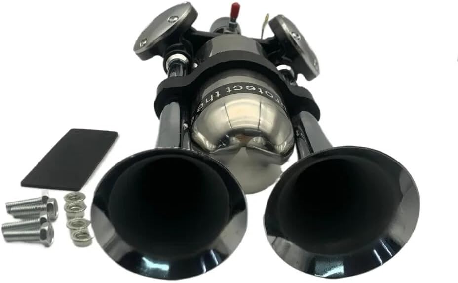 ya 11 9.14 zhengce 12V/24V 105dB Super Loud Dual Trumpets Air Horn Kit for Semi or Large Truck