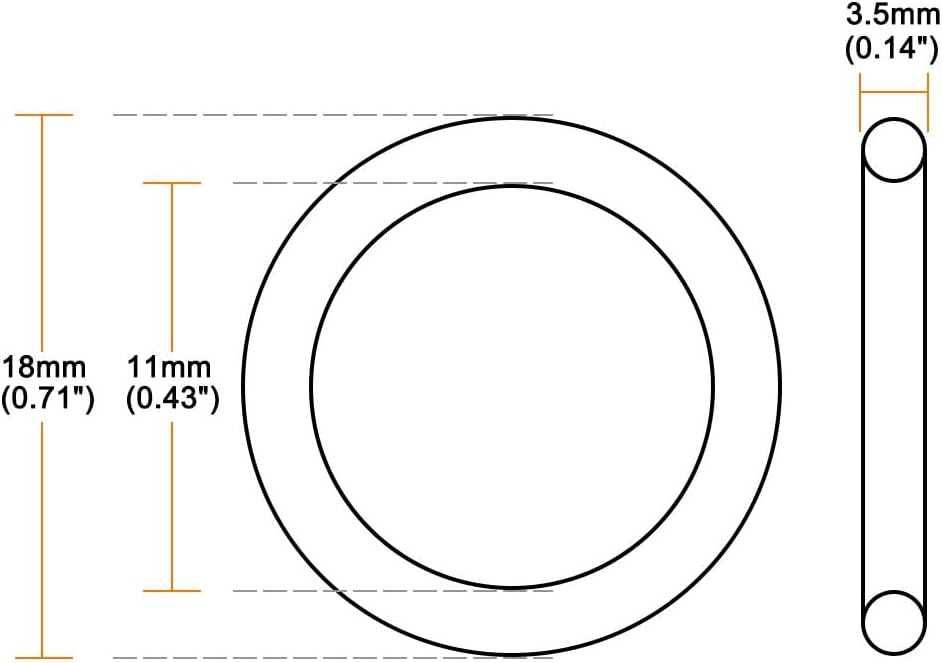 ya 4 8.8.2 O-Rings Nitrile Rubber 11mm x 18mm x 3.5mm Seal Rings Sealing Gasket 50pcs