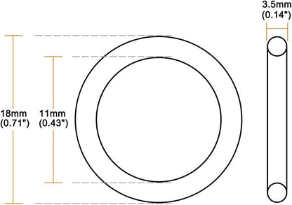 ya 4 8.8.2 O-Rings Nitrile Rubber 11mm x 18mm x 3.5mm Seal Rings Sealing Gasket 50pcs