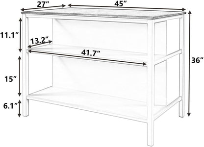 ya 28 10.13 baidi 45 Kitchen Island Rustic Solid Wood w/Rubberwood Butcher Block & 2 Open Sh