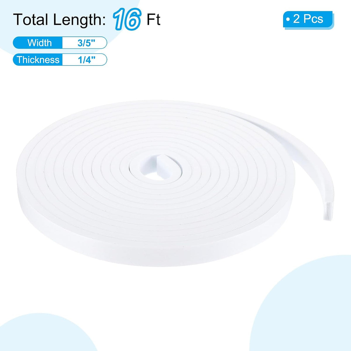 ya 26 10.21 baidi Weather Stripping Door Seal 2 Rolls 1/2 Inchx1/4 Inchx16 Ft Self Adhesive White