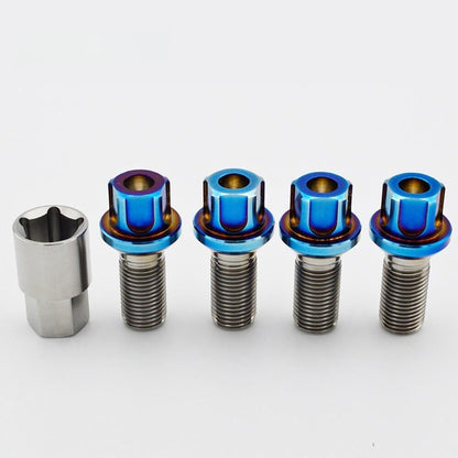 ya 5 8.10 Wheel Lock Anti Theft Bolt M14x1.5mm Titanium Set (4 Bolts+1Key) for Benz Series