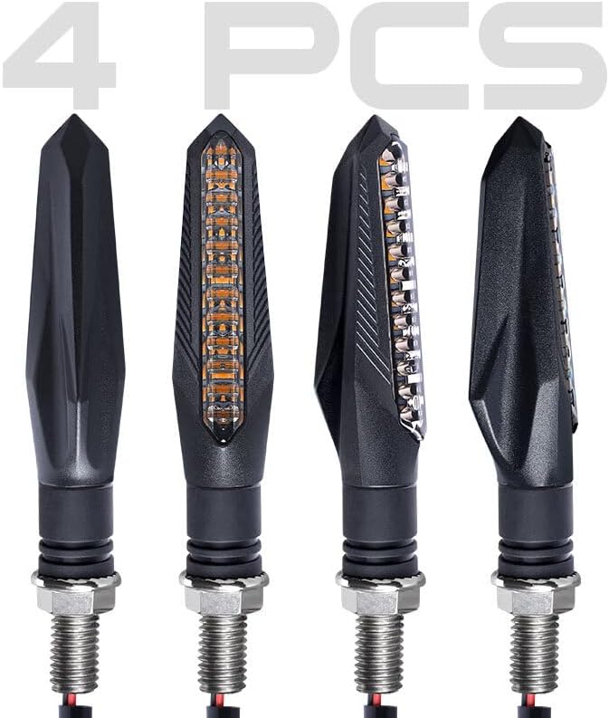 ya 11 9.14 zhengce 4x Sequential LED Motorcycle Turn Signal Indicator Amber Blinker Light Univ