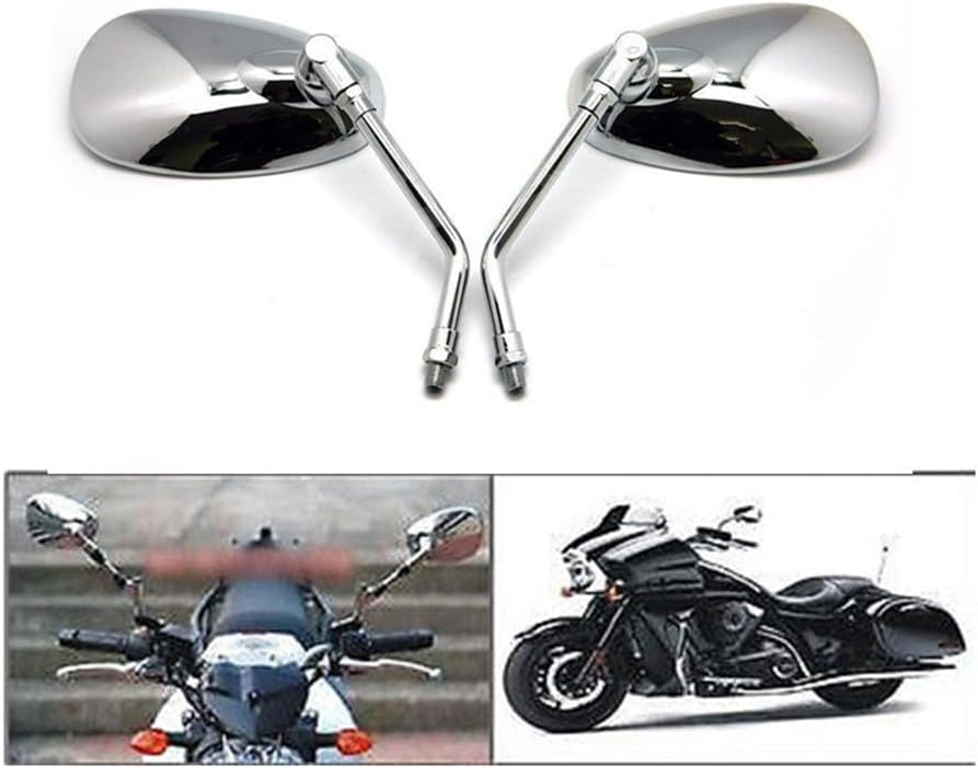 ya 2 8.15 10MM Motorcycle Chrome Oval Side Rearview Mirrors for Cruiser Chopper Custom