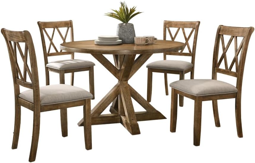 ya 28 10.13 baidi 5-Piece Dining Set Buck Wood Table + 4 Chairs, Modern Design for Kitchen