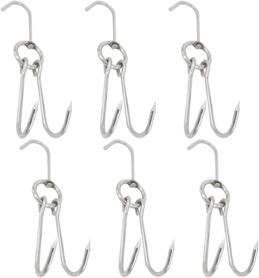 ya 26 10.21 baidi 6 Pcs Bbq Grill Accessories Hook Meat Hanging Rail Hanger Hooks for Drying