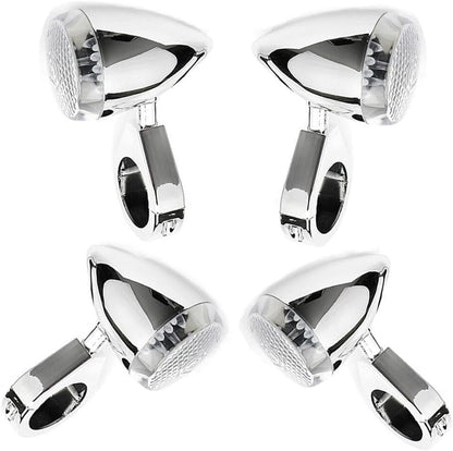 ya 4 8.14 Motorcycle Turn Signal Blinker LED Light 39mm Clamp Chrome For Harley Davidson