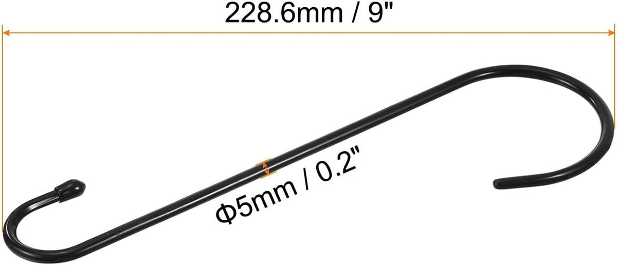 ya 26 10.21 baidi 9 S Shaped Hooks, 6 Pack Multipurpose S Hanging Hooks, Black