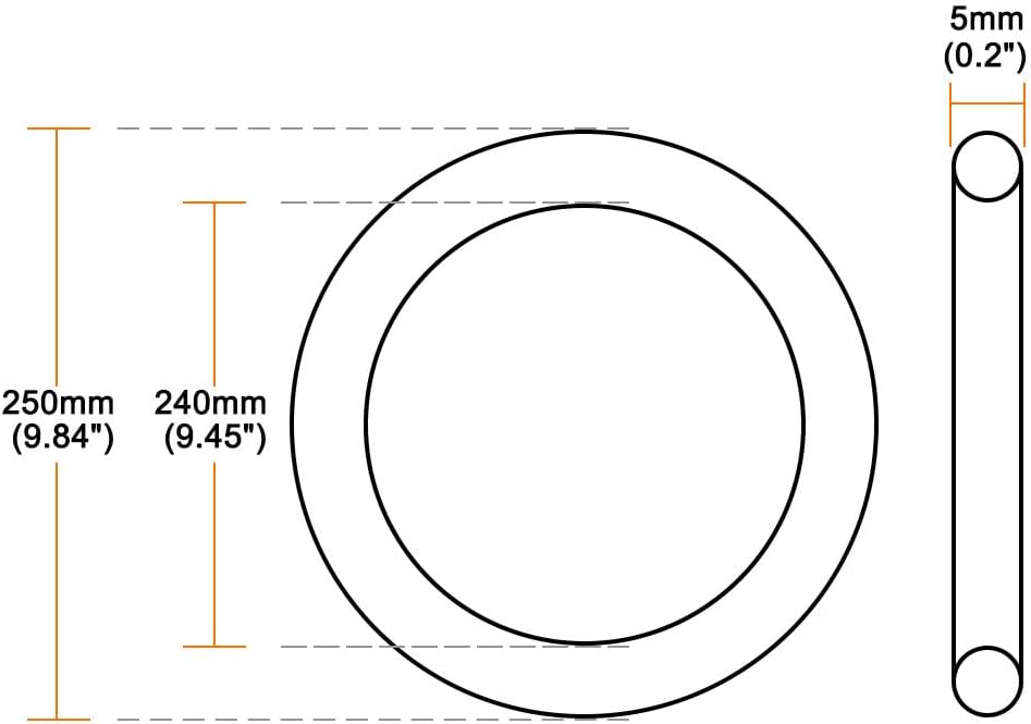 ya 5 8.24 baidi O-Rings Nitrile Rubber 240mm x 250mm x 5mm Seal Rings Sealing Gasket 1pcs