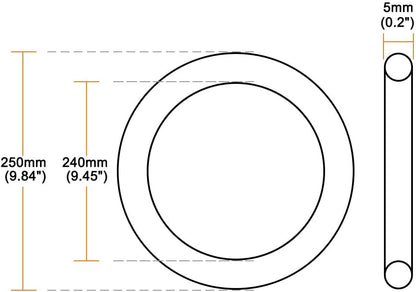 ya 5 8.24 baidi O-Rings Nitrile Rubber 240mm x 250mm x 5mm Seal Rings Sealing Gasket 1pcs