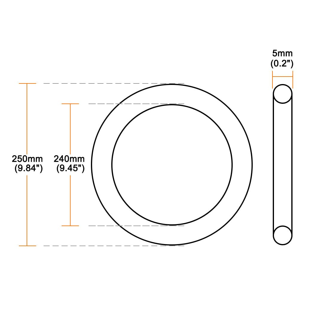 ya 13 9.15 baidi O-Rings Nitrile Rubber 240mm x 250mm x 5mm Seal Rings Sealing Gasket 1pcs