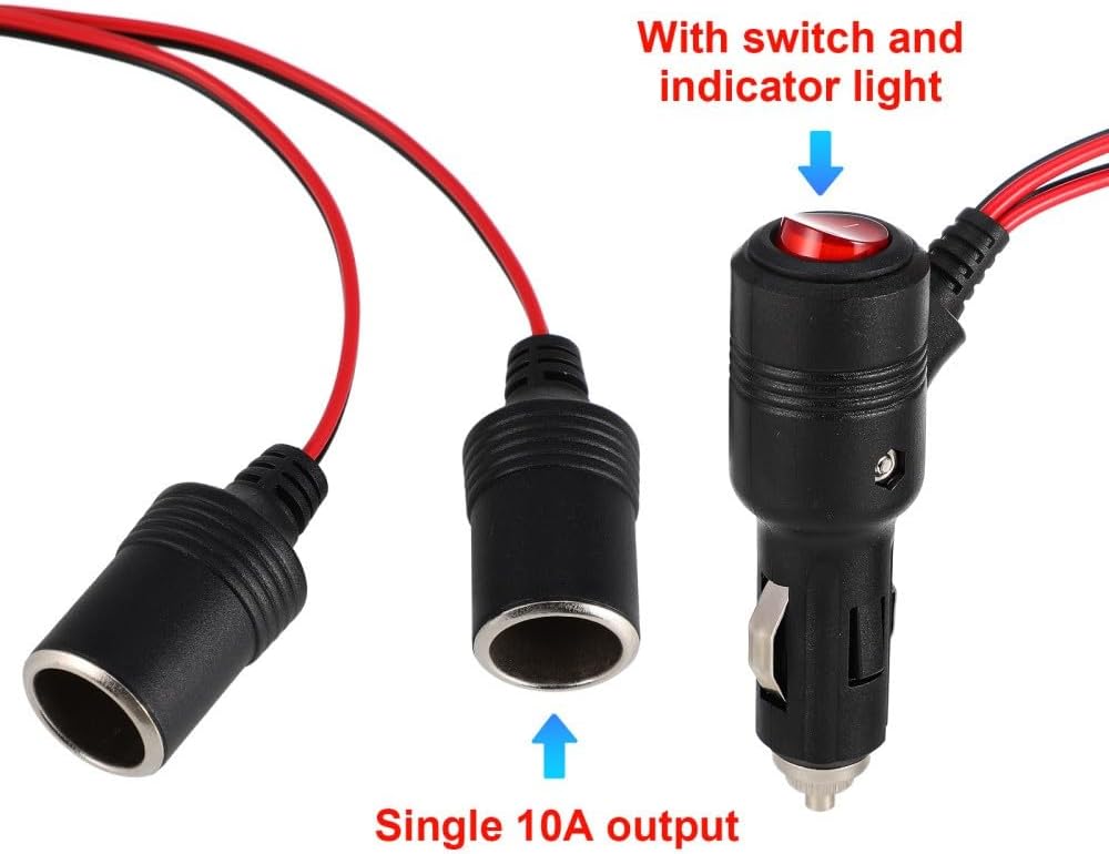 ya 12 10.8 zhengce Cigarette Lighter Switch Car Plug Charging Extension Cable Adapter