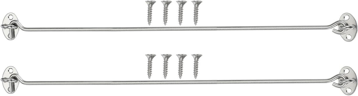 ya 26 10.21 baidi 2 Set Hook and Eye Latch Barn Door Lock Gate Latch 14 with Screws Silver