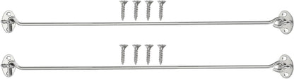 ya 26 10.21 baidi 2 Set Hook and Eye Latch Barn Door Lock Gate Latch 14 with Screws Silver
