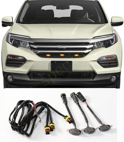 ya 14 9.20 zhengce 3pcs for Honda Pilot 2016-2018 Front Grille LED Light Raptor Style Grill Tr-1