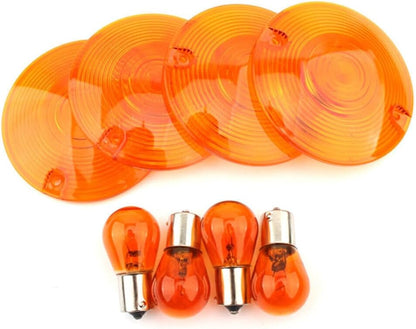 ya 4 8.8.2 Turn Signal Light Cover Yellow Lens Amber Bulb Fit Heritage Softail FLST FLSTI