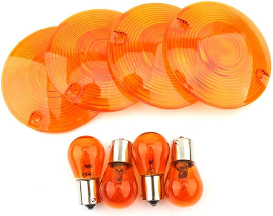 ya 4 8.8.2 Turn Signal Light Cover Yellow Lens Amber Bulb Fit Heritage Softail FLST FLSTI