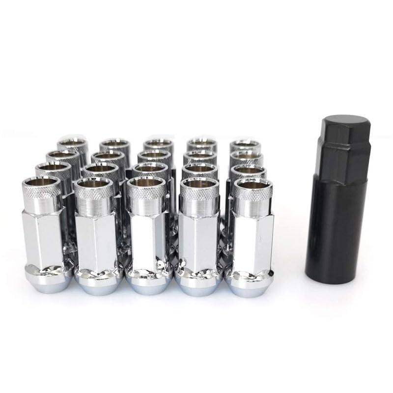 ya 10 9.16 baidi M12x1.5 Lug Nuts 48mm Steel 20 Pieces Open Wheel Nut Bolts with Socket Key Silver -
