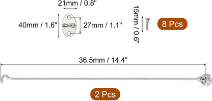 ya 26 10.21 baidi 2 Set Hook and Eye Latch Barn Door Lock Gate Latch 14 with Screws Silver