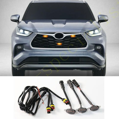 ya 7 8.24 baidi for Toyota Highlander 2020-2021 Front Grille Smoky LED Light Raptor Style 3Pcs