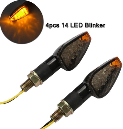 ya 11 9.14 zhengce 4Pcs Motorcycle Turn Signal Black LED Amber Indicator Light Blinker Univers