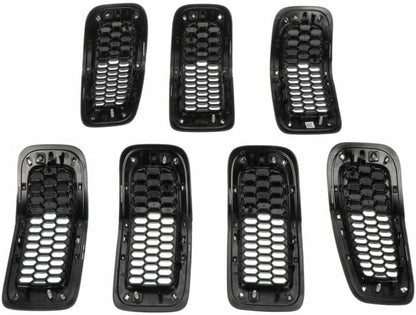 ya 2 8.15 7-piece Front Grille Insertion kit Chrome Black Suitable for 2014-2018 for Jeep Cherokee O