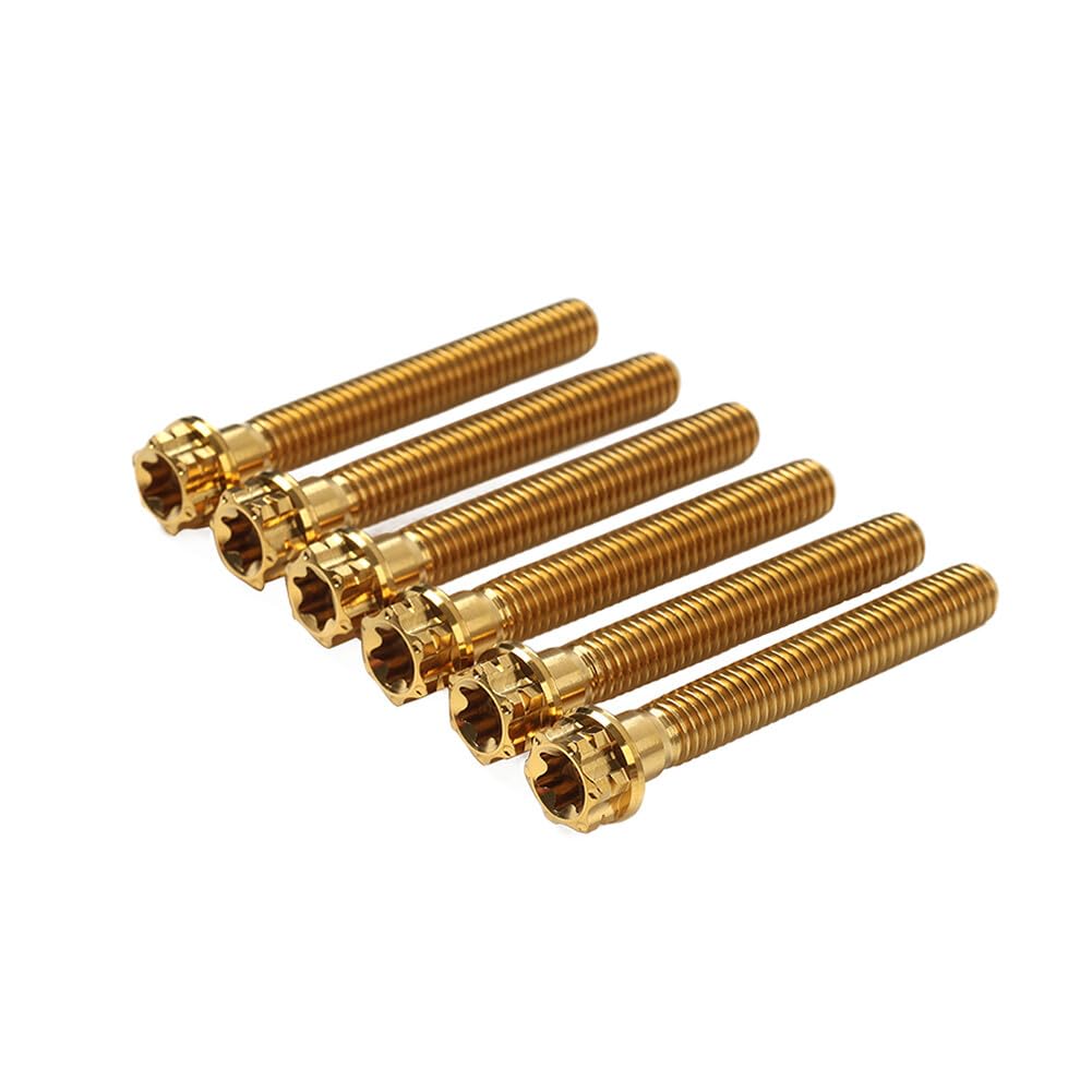 ya 6 8.14 6pcs Bolts Torx Head Flange Screws M8x55mm Gold for Motorcycle Bike