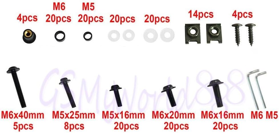 ya 4 8.10 fit for 177pcs Full Fairing Bolts Body Nuts Windshield Fender Panel Screws