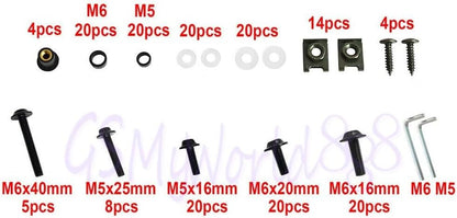 ya 4 8.10 fit for 177pcs Full Fairing Bolts Body Nuts Windshield Fender Panel Screws