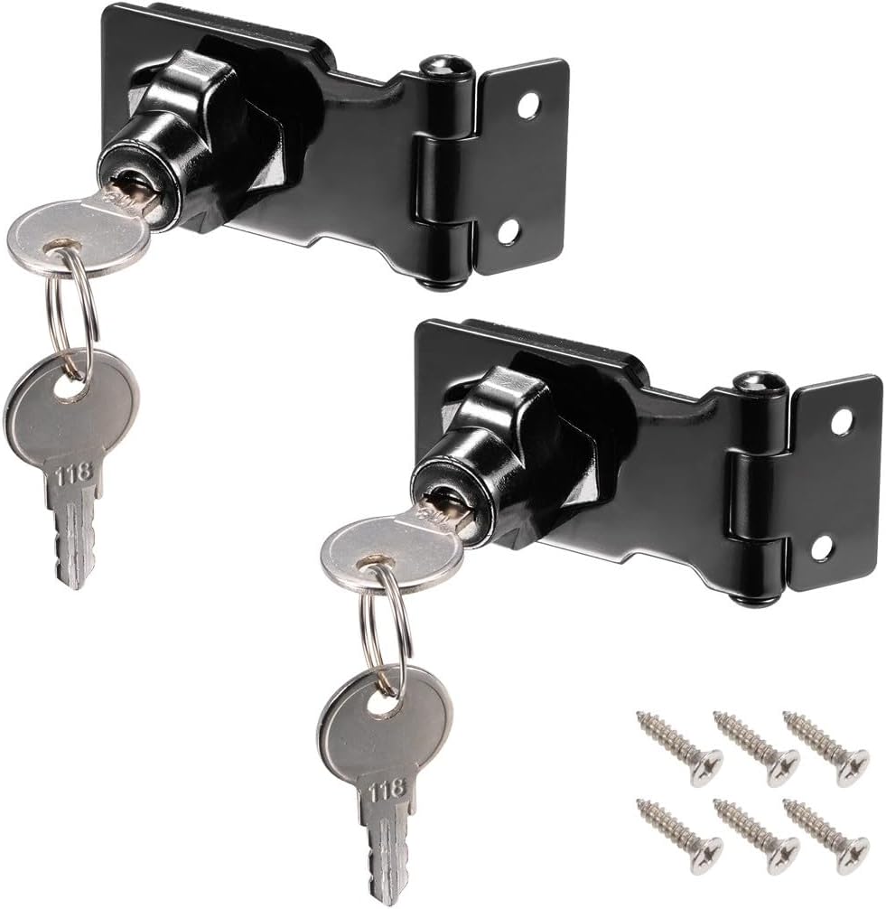 ya 26 10.21 baidi 2.5-inch Keyed Hasp Locks W Screws for Door Keyed Alike Black 2Pcs