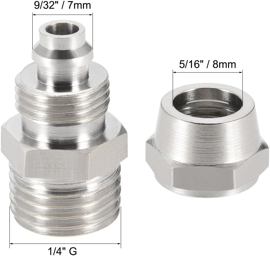 ya 14 9.20 baidi Re ble Fitting, Quick Coupler 1/4 G Male x 9/32 Hose ID Air Hose Plug 6pcs-1
