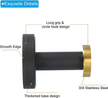 ya 26 10.21 baidi 2Pcs Towel Hooks 304 Stainless Steel Round Mounted Hanger Black Gold
