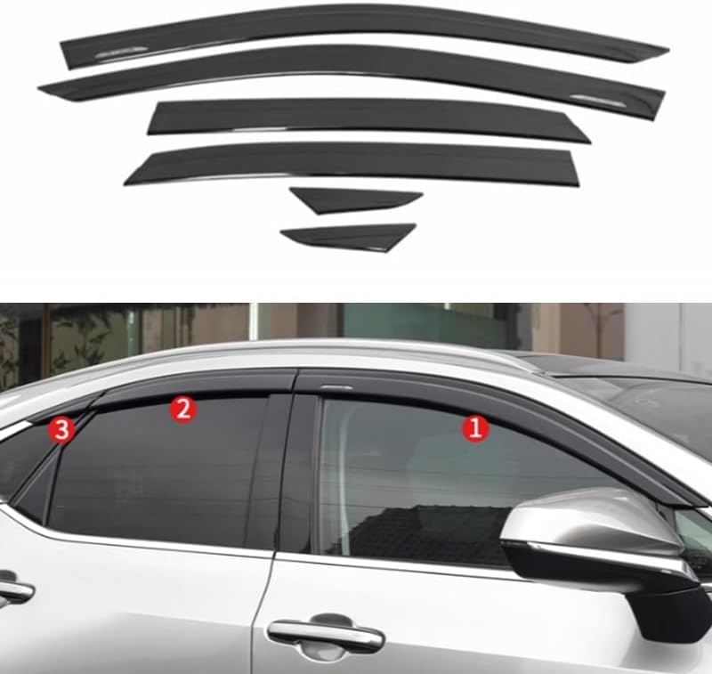 ya 6 8.14 for Lexus NX250 350H 450h 22-24 Window Visor Vent Shades Sun Rain Guard Black 6X
