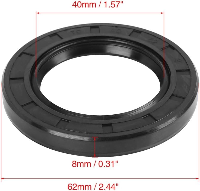ya 4 8.8.2 40mm x 62mm x 8mm Black Rubber Cover Double Lip TC Oil Shaft Seal
