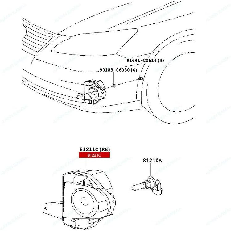 ya 7 8.24 baidi Left Front Bumper Fog Light W/O Bulb for Lexus ES350 GSV40 2010-2012,8122133220